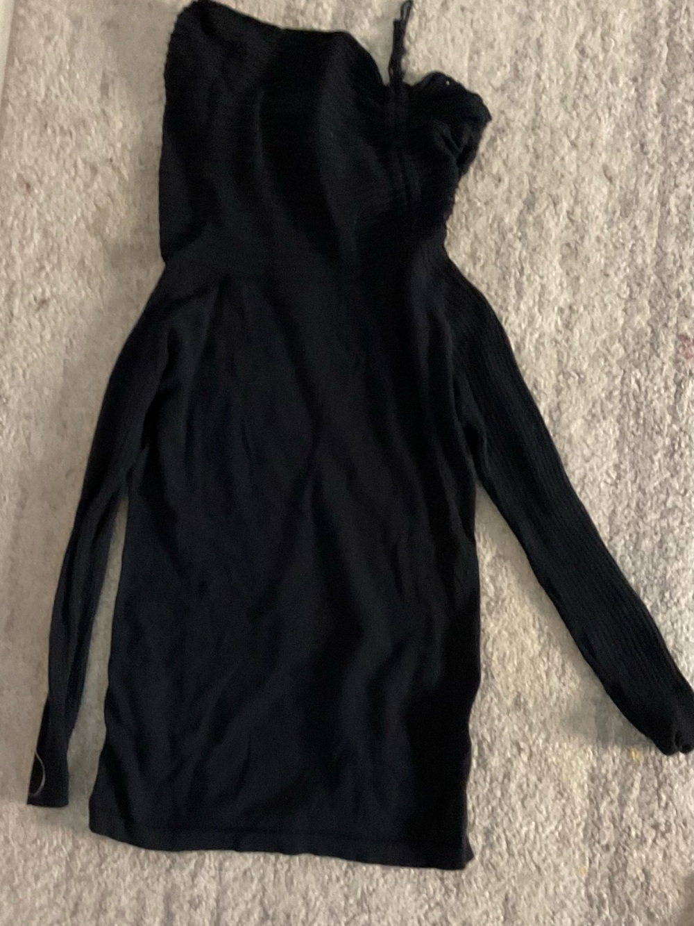 Off-Shoulder Long Sleeve Black Dress